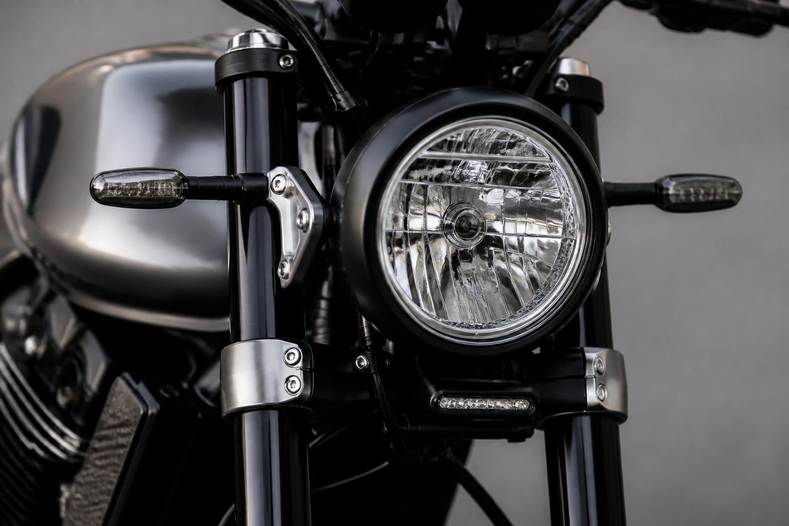 A well-presented motorbike in a clean neutral setting.